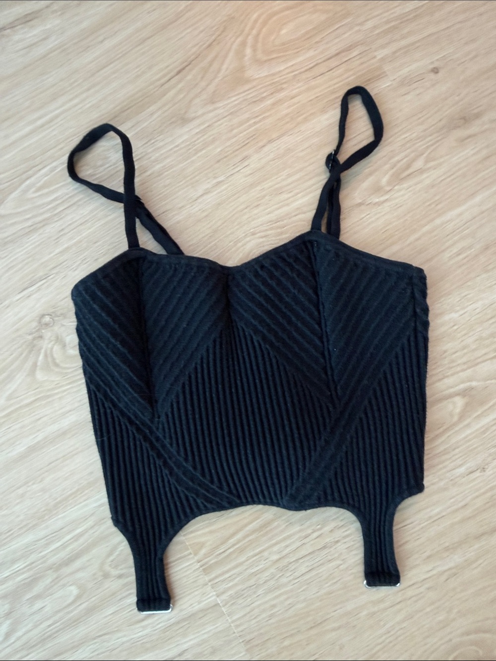 Alo Yoga Denim Knit Garter Tank in Black - Picture 2 of 2